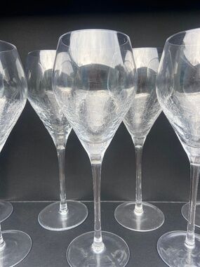4 Pier 1 Crackled Wine Water Glasses Goblets Reflections Crackle Unused